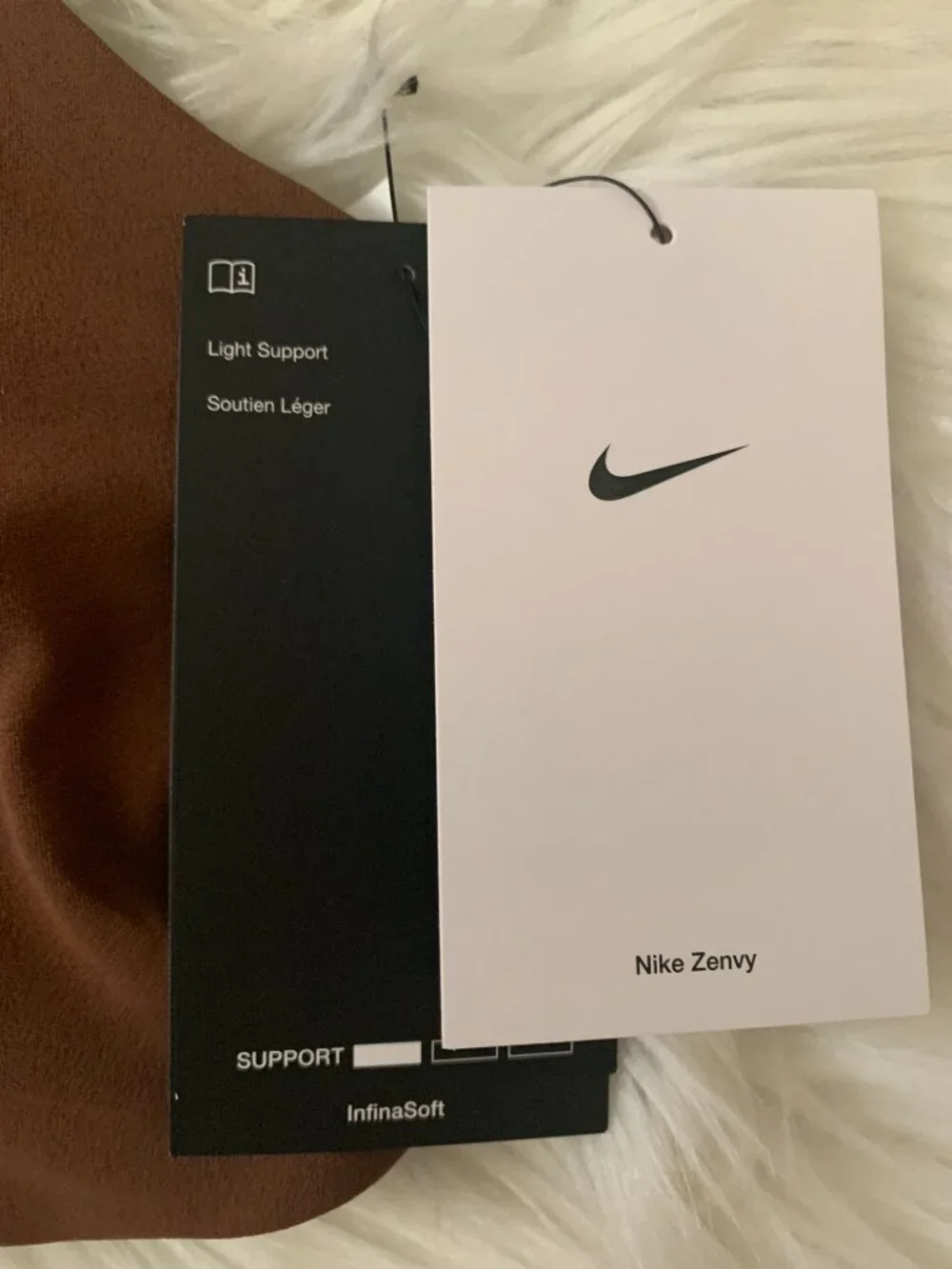 NIKE Zenvy Strappy Light Support Padded Sports Bra in Brown Sz LARGE